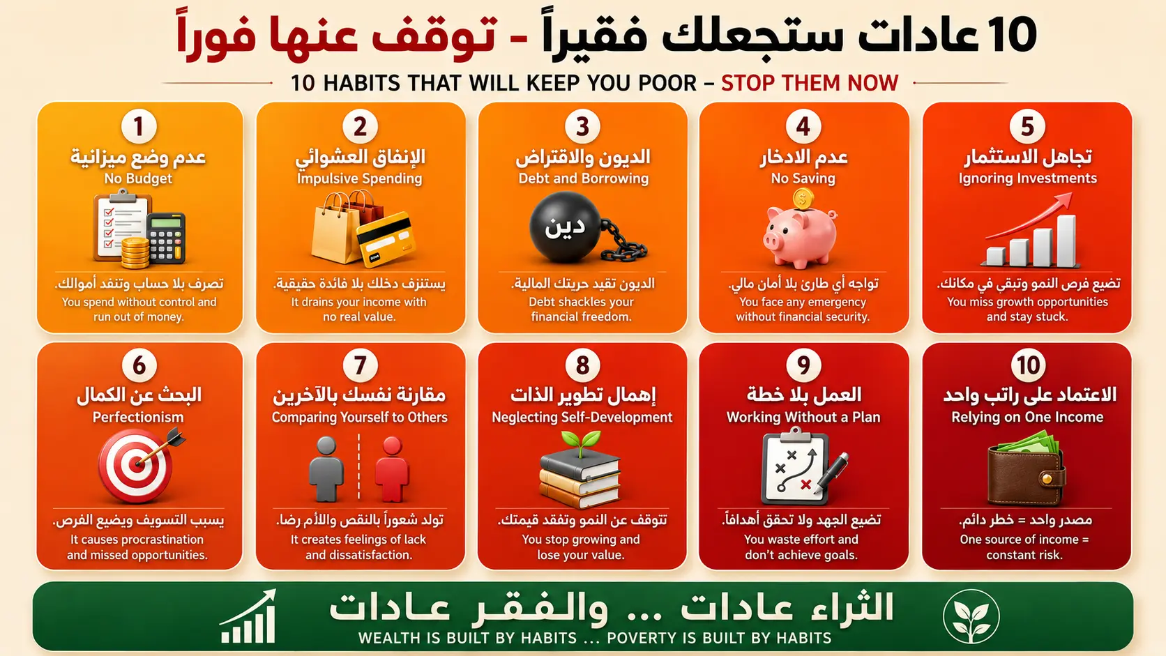 عشر عادات قد تُبقيك فقيراً… حتى لو كان دخلك جيد